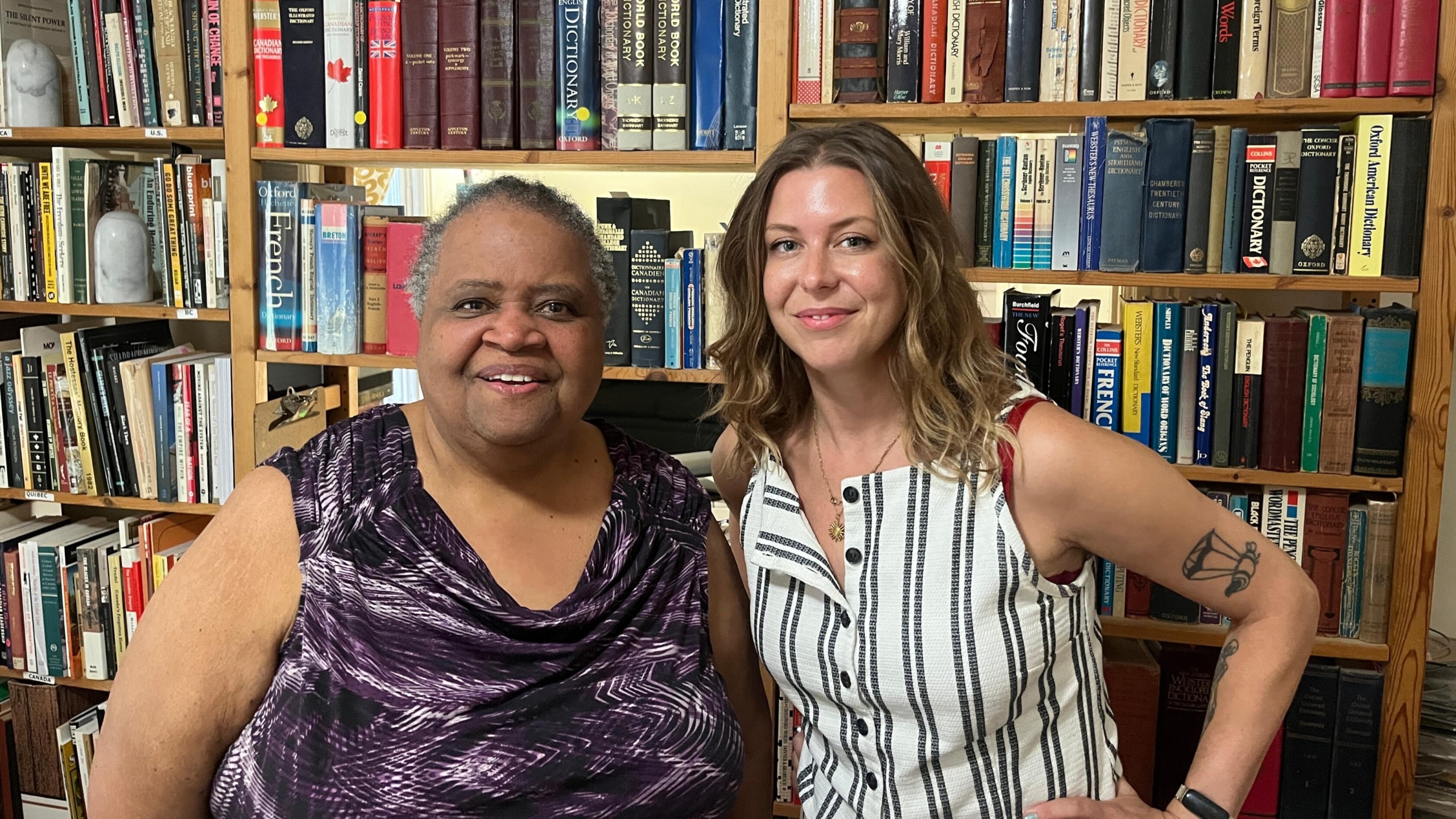 Montreal historian Dorothy Williams (left) with <em>World Cafe </em>host Raina Douris.